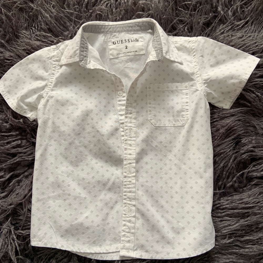 Short sleeve white button down for boys